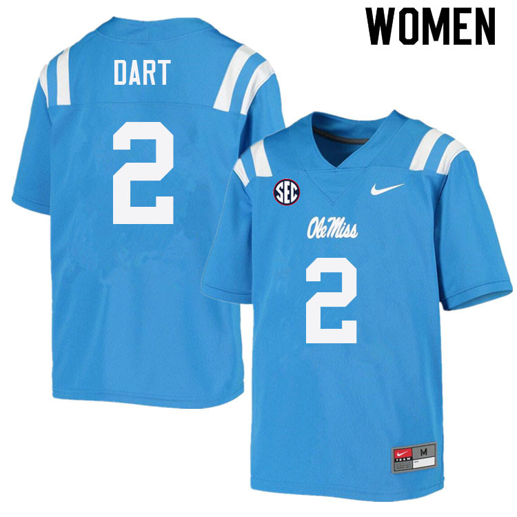 Women #2 Jaxson Dart Ole Miss Rebels College Football Jerseys Sale-Power Blue
